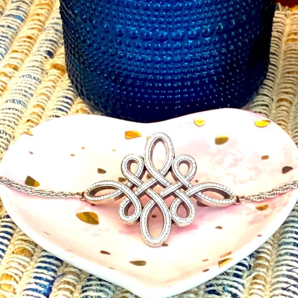 Brighton KNOTTINGHAM Celtic Cross Clear Swarovski Crystal Silver Bracelet RARE - Picture 2 of 11